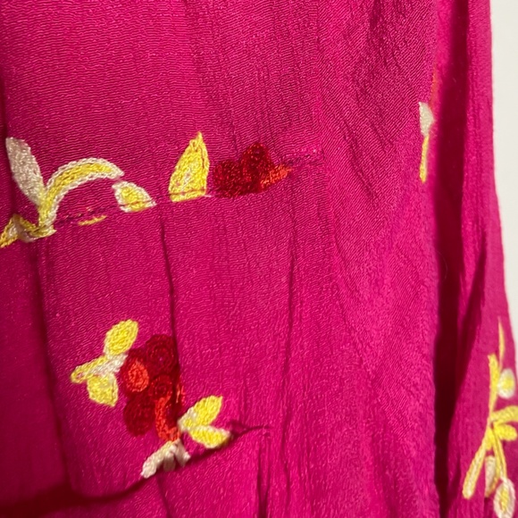 Tunic Embroidered Flower Hipster Hippie Artsy Floral Chic Girly Button Blouse - Picture 5 of 6